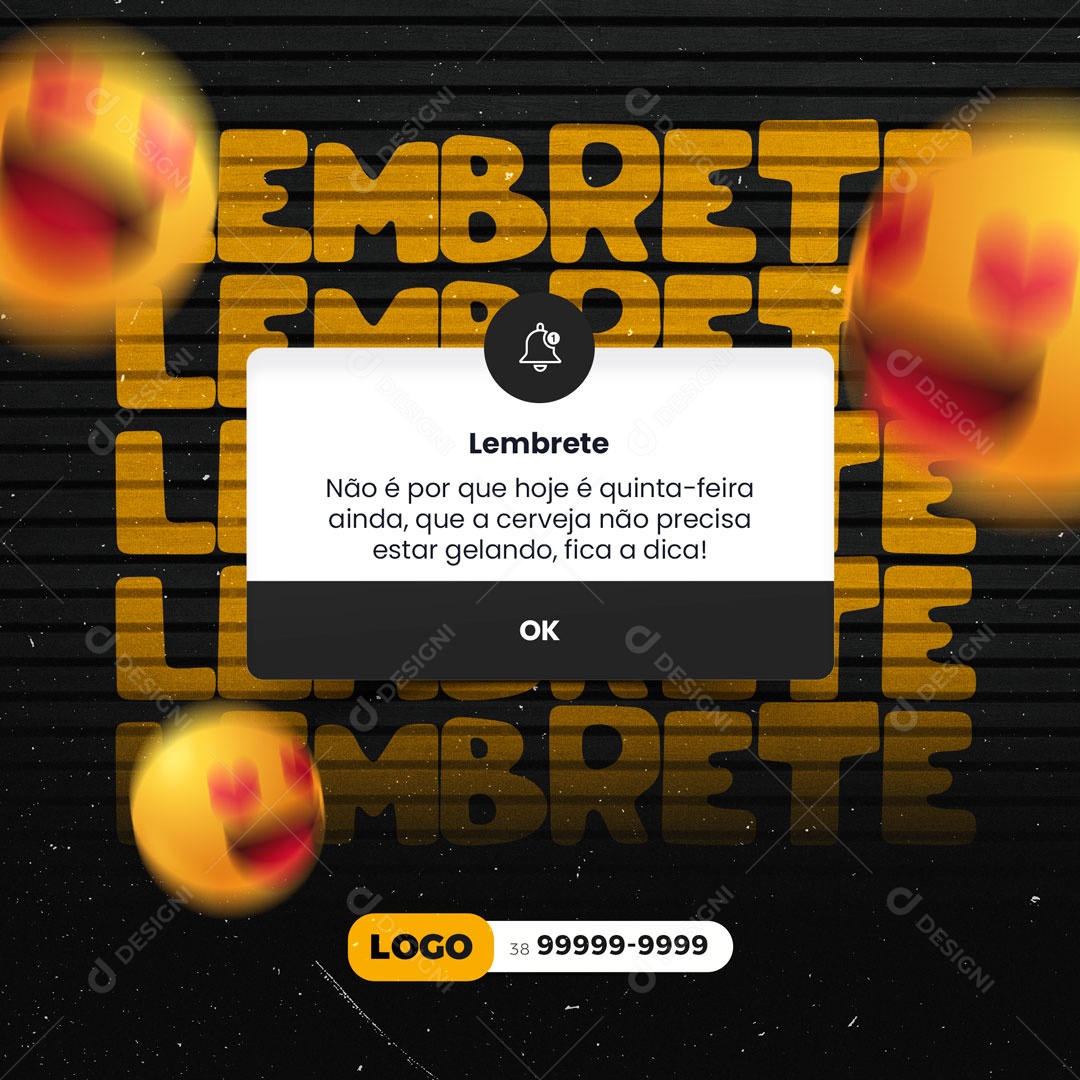 Lembrete Não é Por Que Hoje é Quinta Feira Cervejaria Social Media PSD Editável