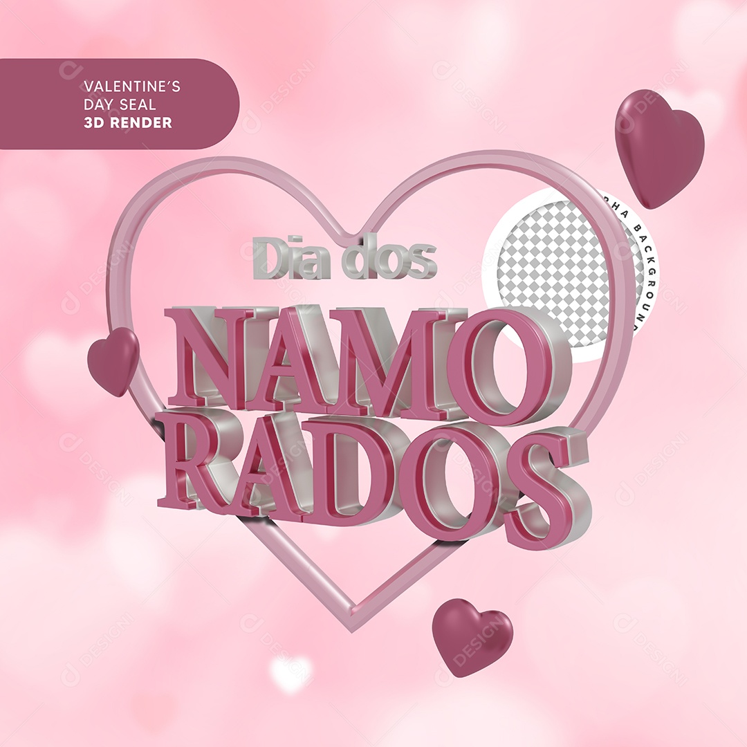 Selo 3D Dia Dos Namorados Para Composição PSD
