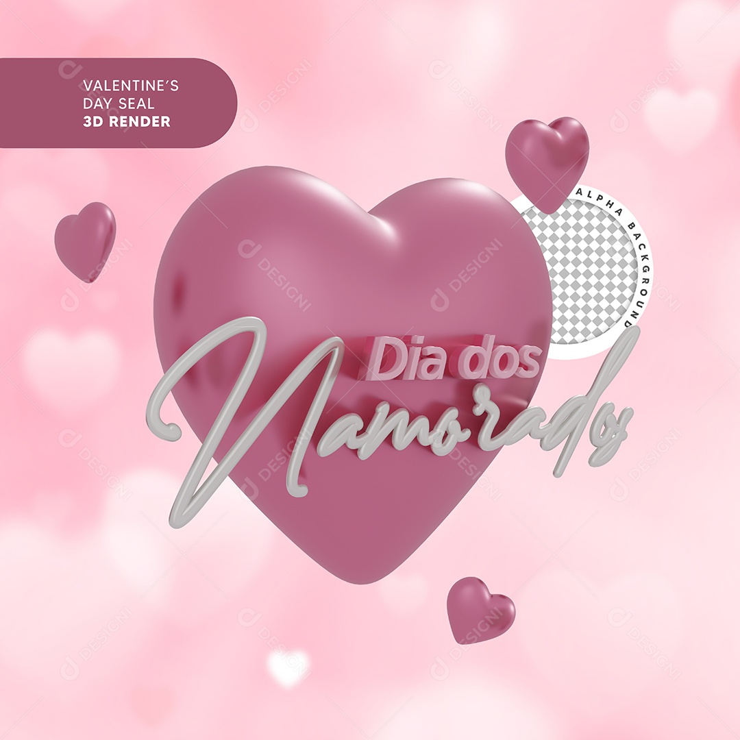 Selo 3D Dia Dos Namorados Para Composição PSD