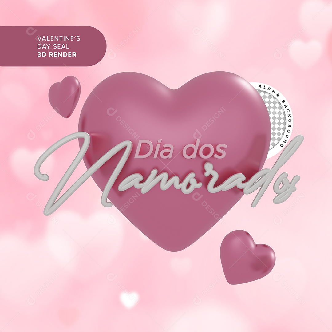 Selo 3D Dia Dos Namorados Para Composição PSD