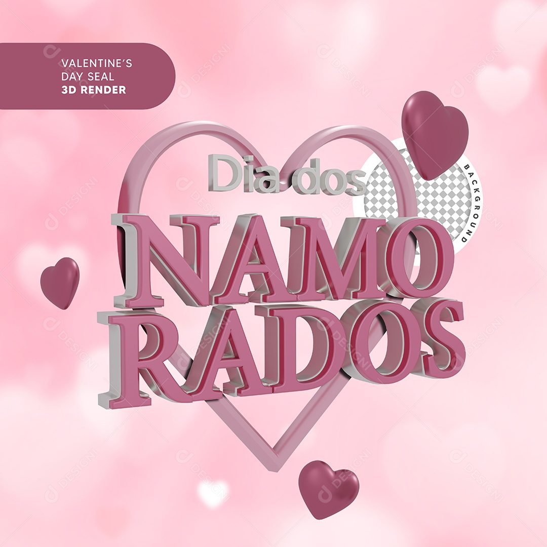 Dia Dos Namorados Selo 3D Para Composição PSD