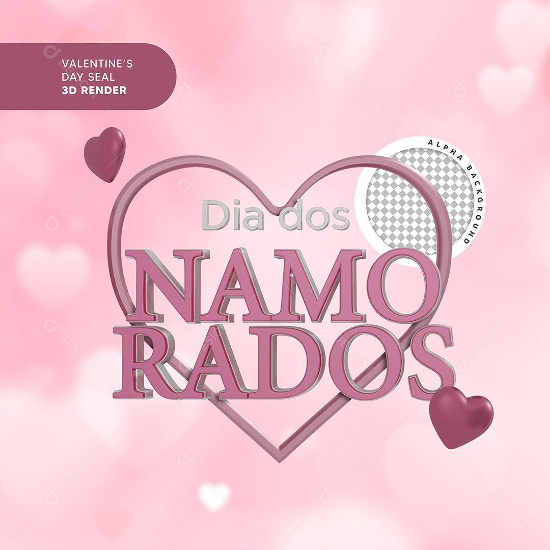Dia Dos Namorados Selo 3D Para Composição PSD