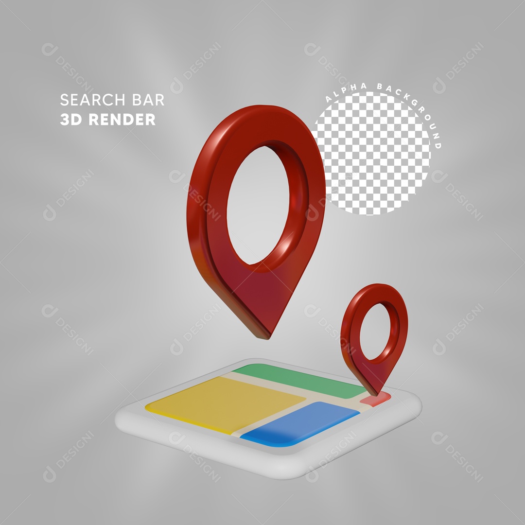 Pin de Localização e Mapa Elementos 3D Para Composição PSD