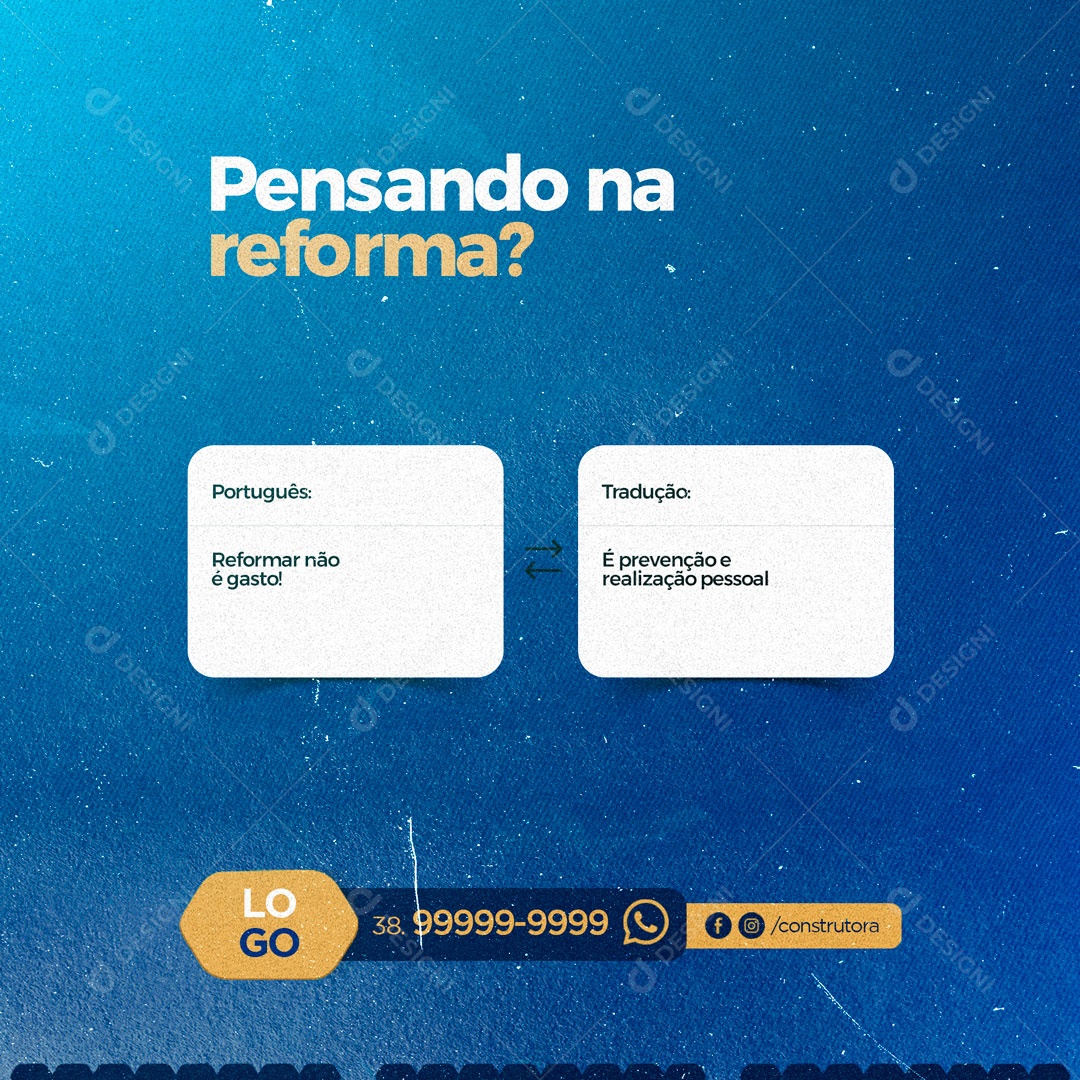 Pensamento na Reforma Construção Social Media PSD Editável