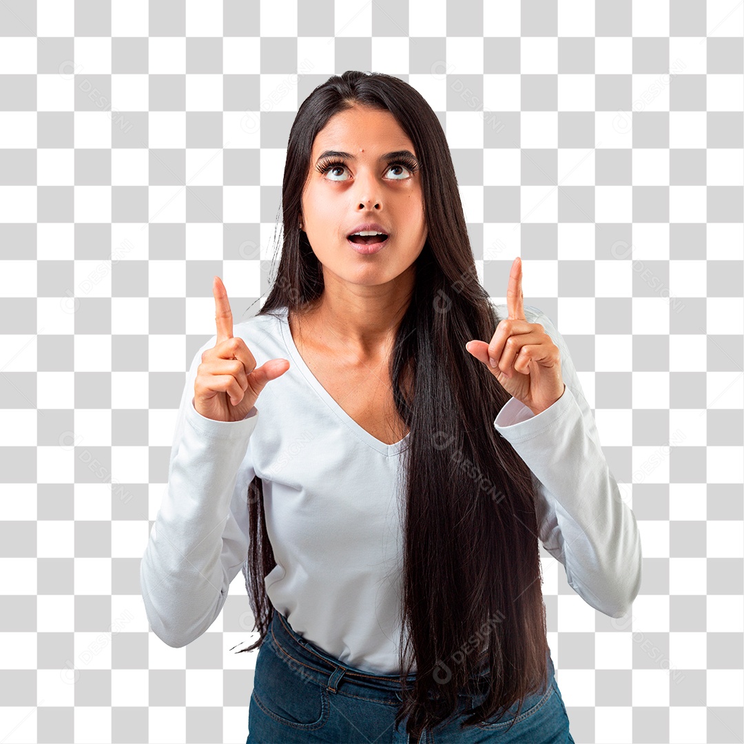 Linda menina jovem olhando para cima