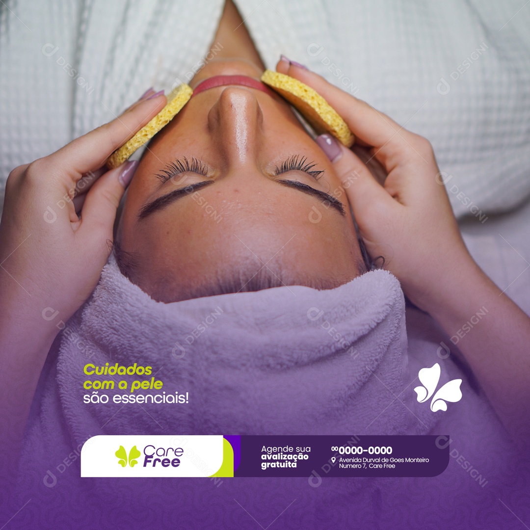 Cuidado com a Pele São Essenciais SPA Social Media PSD Editável
