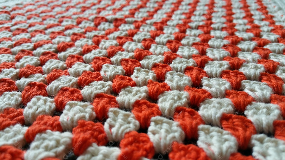 Textura do pano de crochê colorido.
