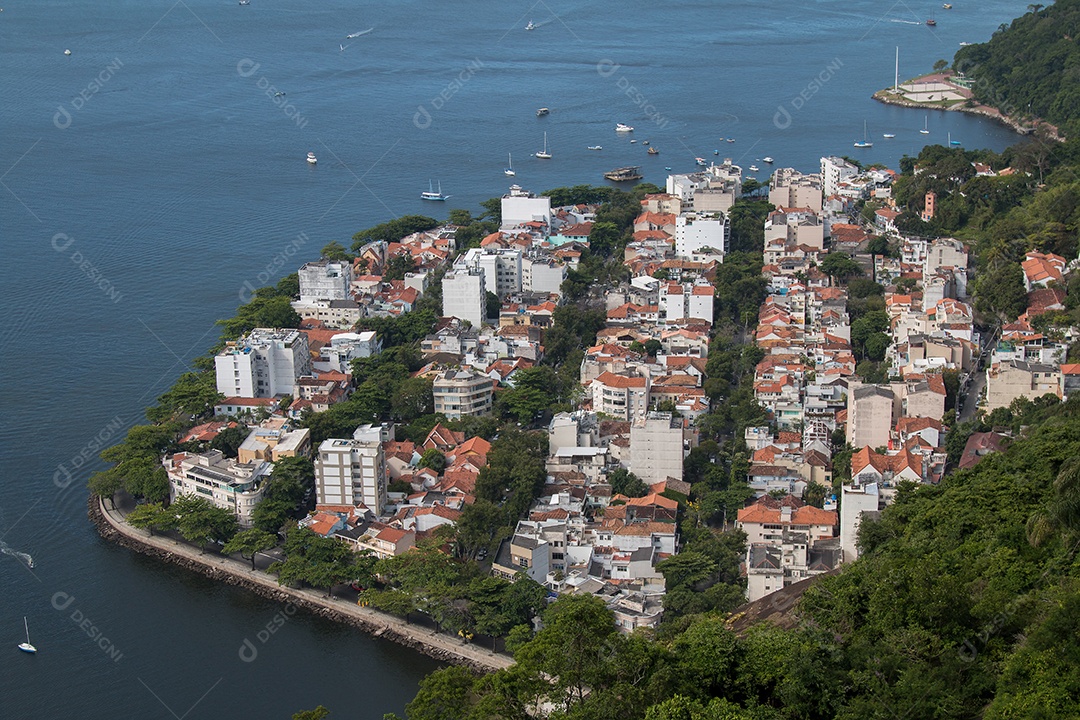 Vista aérea do bairro da Urca no Rio de Janeiro Brasil.