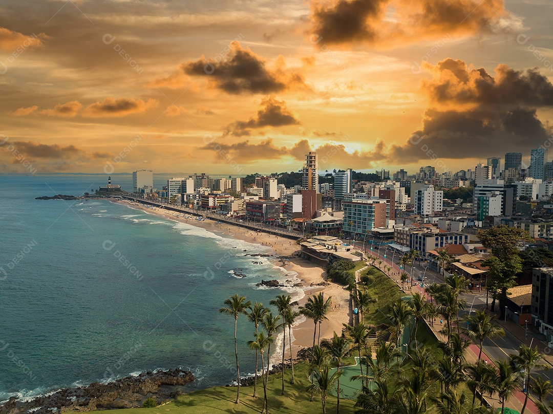 Horizonte vista aérea da cidade de Salvador Bahia.