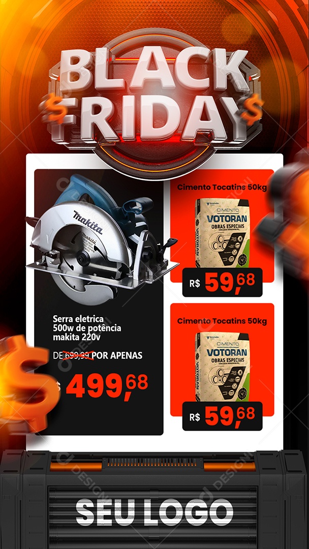 Story Encarte Material de Construção Black Friday Social Media PSD Editável