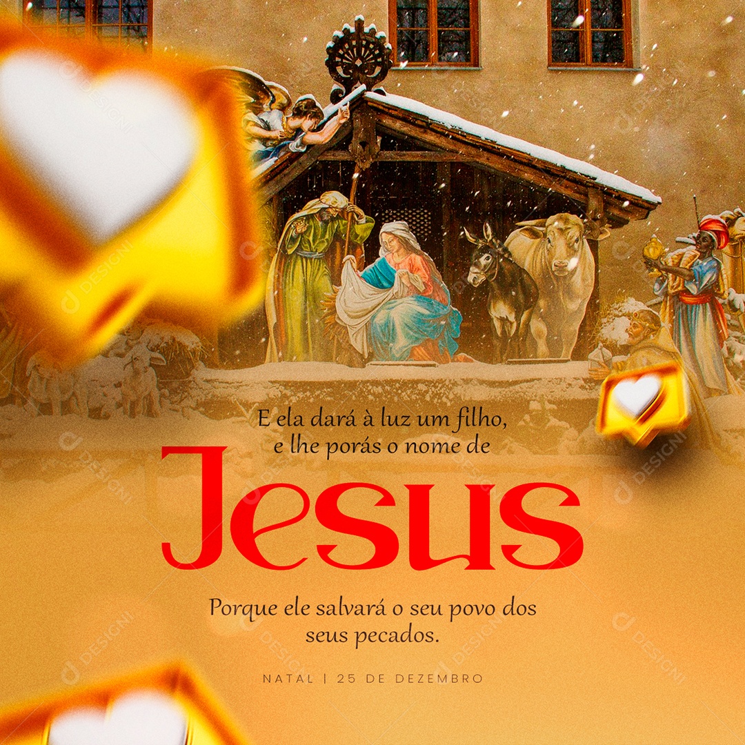 E Ela Dará a Luz um Filho Jesus Feliz Natal Social Media PSD Editável