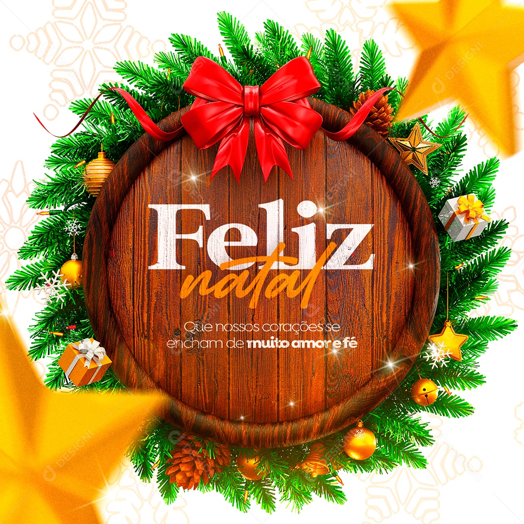 Que Nossos Corações se Encham de Muito Amor e Fé Feliz Natal Social Media PSD Editável