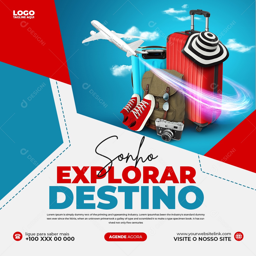 Social Media Agência de Viagens Sonho Explorar Destino PSD Editável