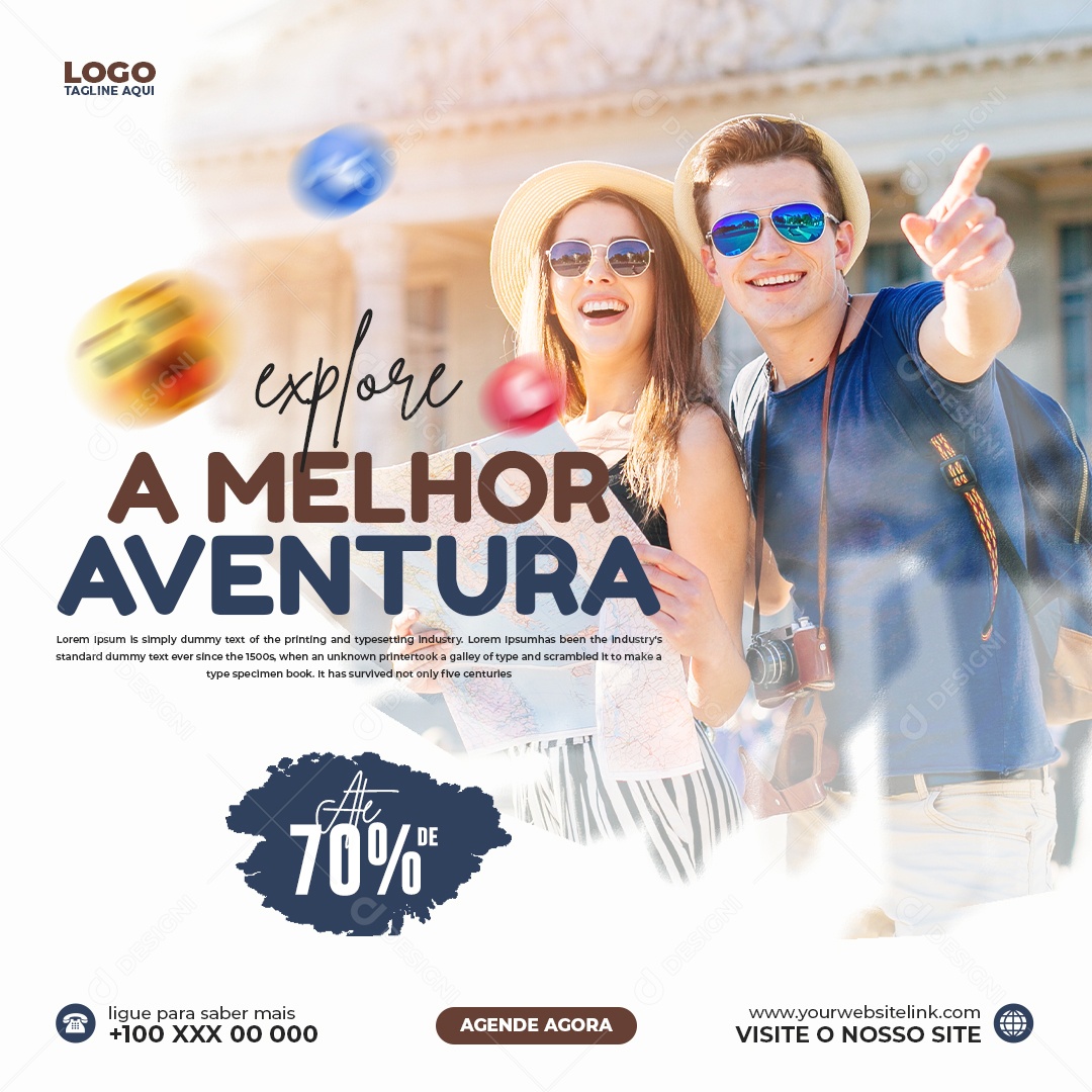 Social Media Agência de Viagens Explore A Melhor Aventura PSD Editável