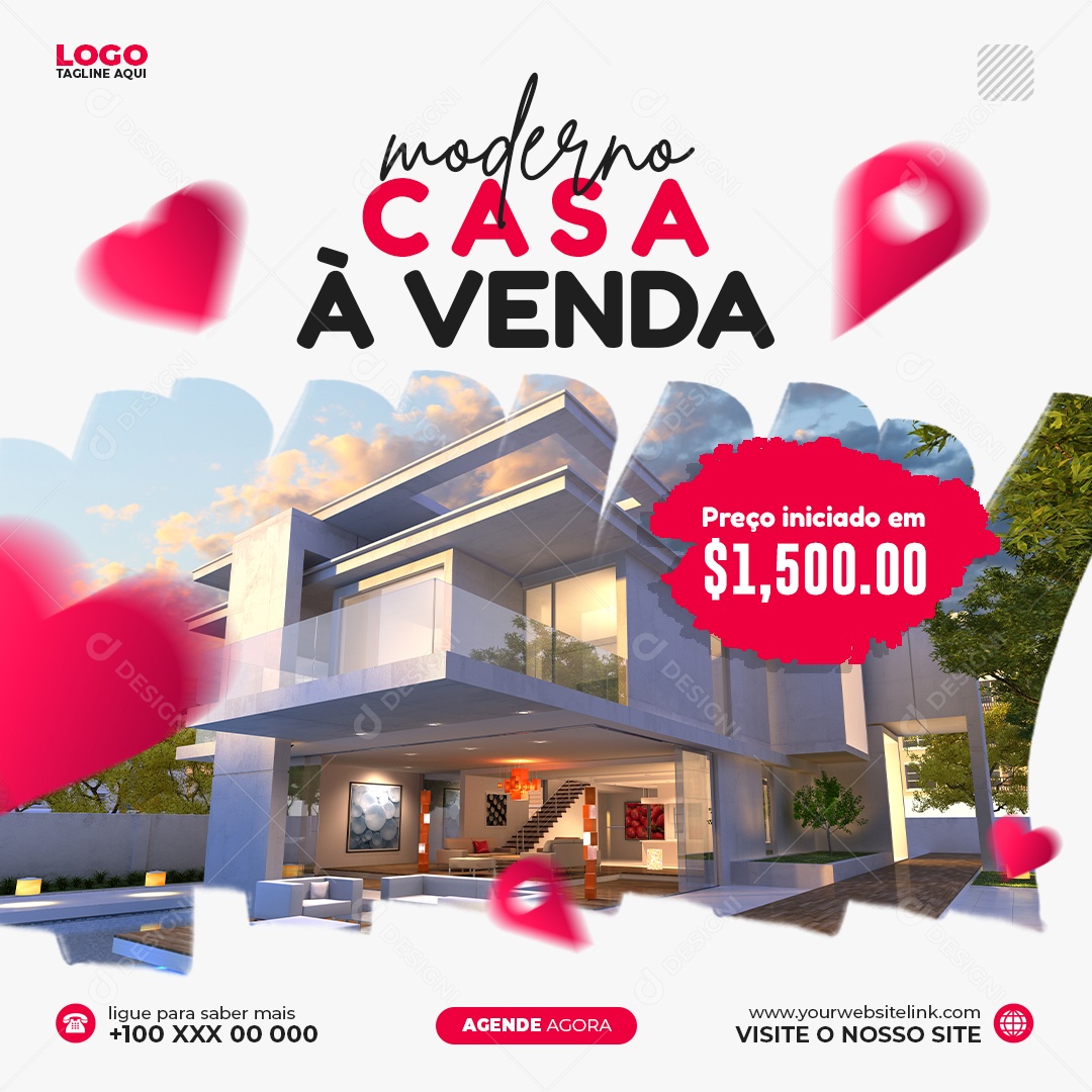 Social Media Imobiliária Moderno Casa À Venda PSD Editável