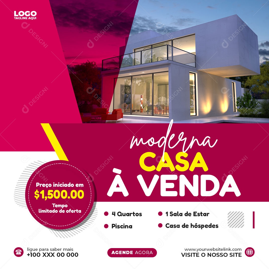 Social Media Imobiliária Moderna Casa À Venda PSD Editável