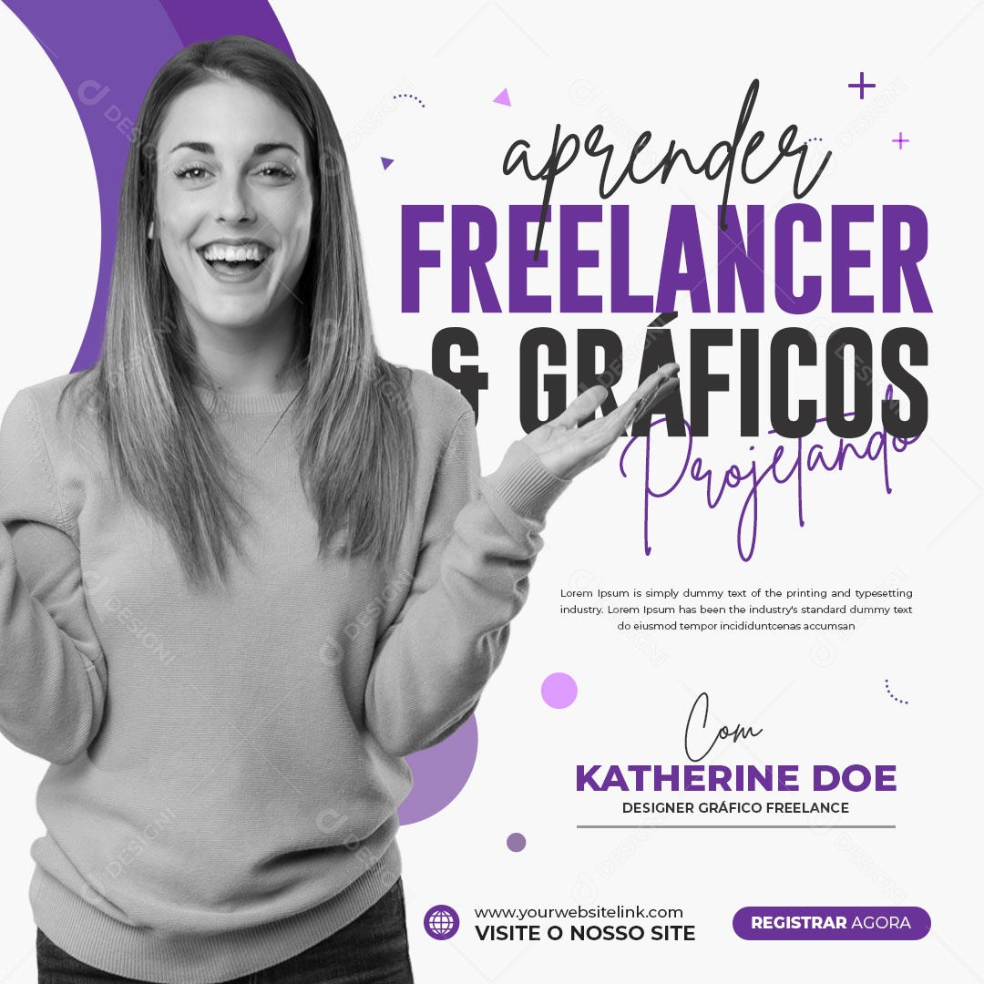 Social Media Aprender Freelancer é Gráfico PSD Editável