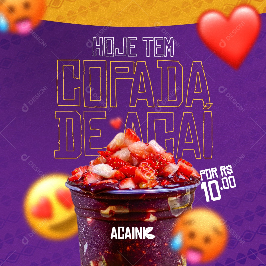Hoje tem Copada de Açaí Açaiteria Social Media PSD Editável