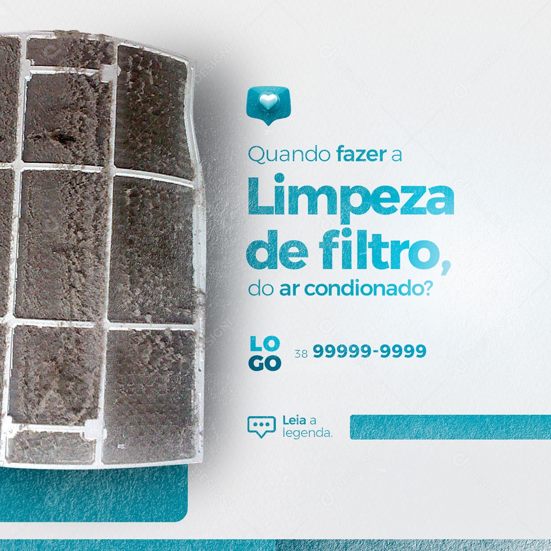 Quando Fazer a Limpeza de Filtro do Ar Condicionado? Manutenção Preventiva Social Media PSD Editável
