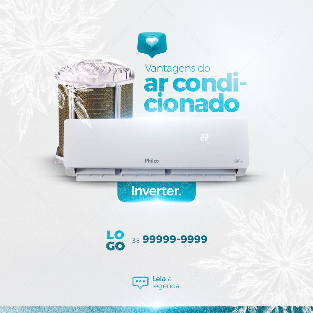Vantagens do Ar Condicionado Inverter Social Media PSD Editável