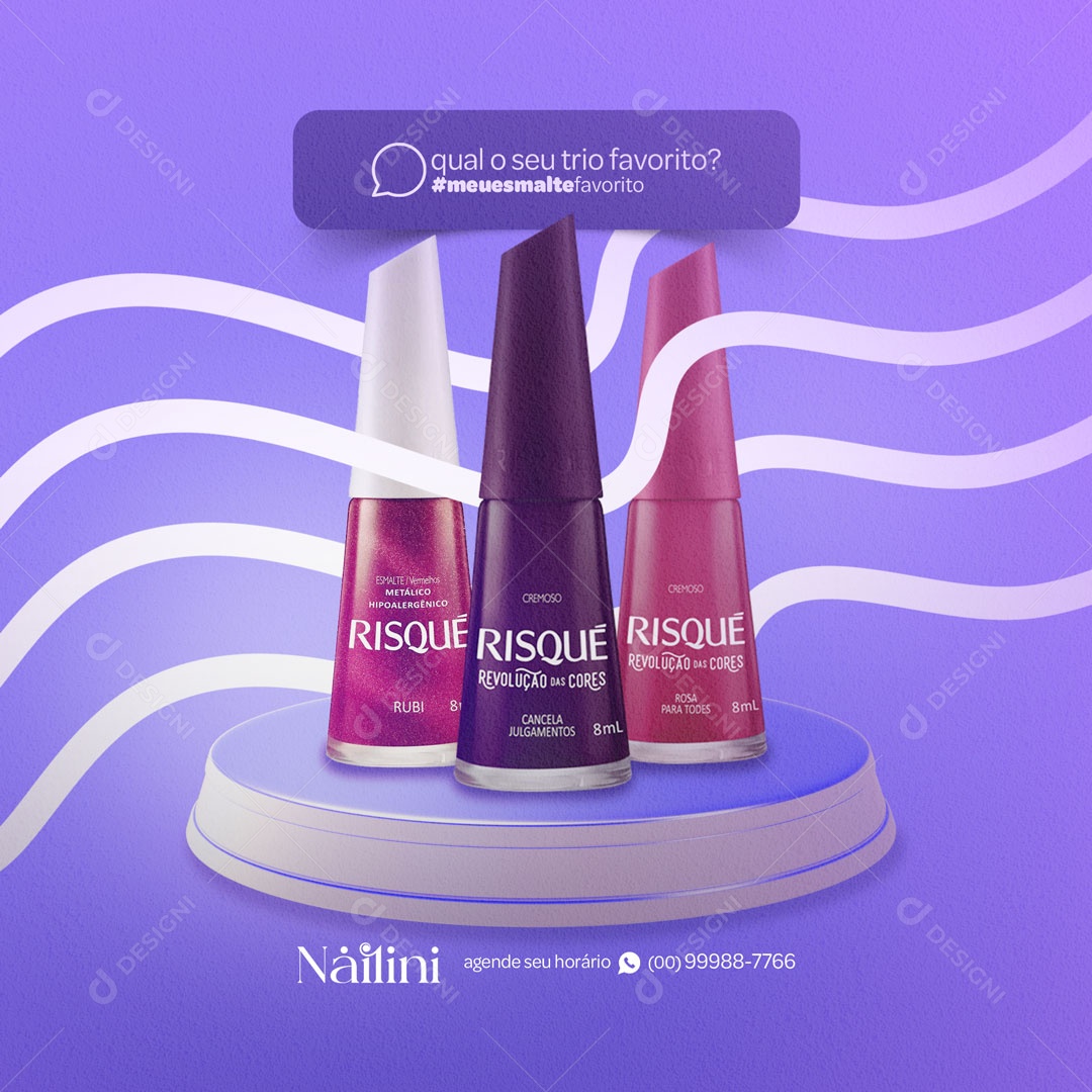 Qual o seu Trio Favorito? Manicure Social Media PSD Editável