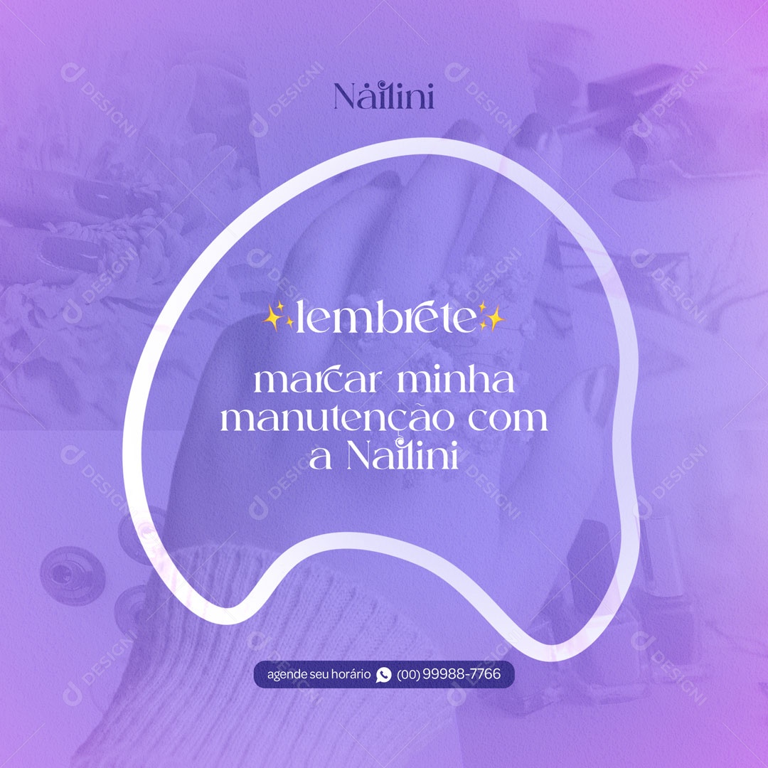 Lembrete Marcar minha Manutenção Manicure Social Media PSD Editável