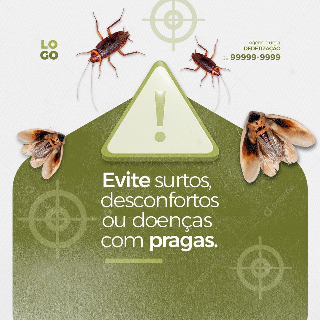 Evite Surtos, desconfortos ou Doenças! Dedetização Social Media PSD Editável