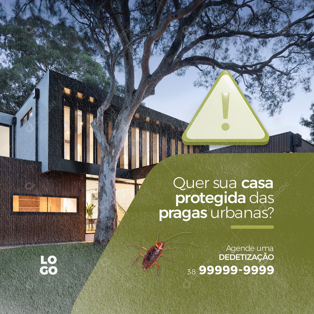 Quer sua Casa Protegida das Pragas Urbanas? Dedetização Social Media PSD Editável