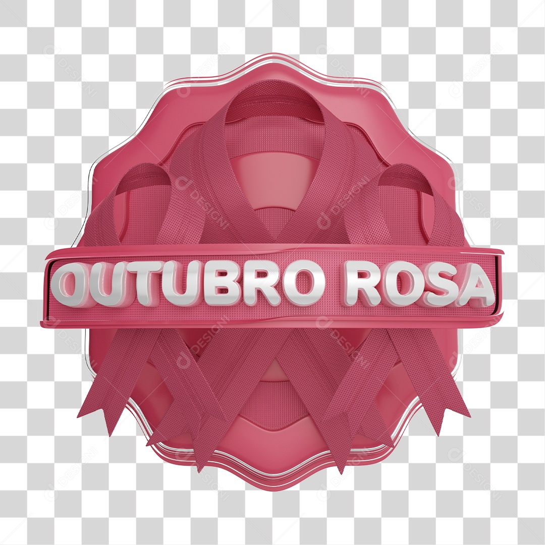 Selo 3D Para Composição Outubro Rosa PNG Transparente