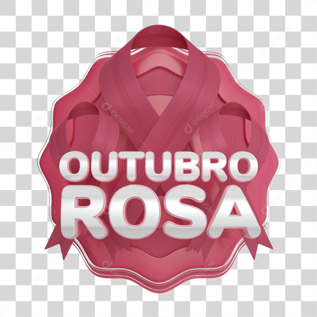 Selo 3D Para Composição Outubro Rosa PNG Transparente