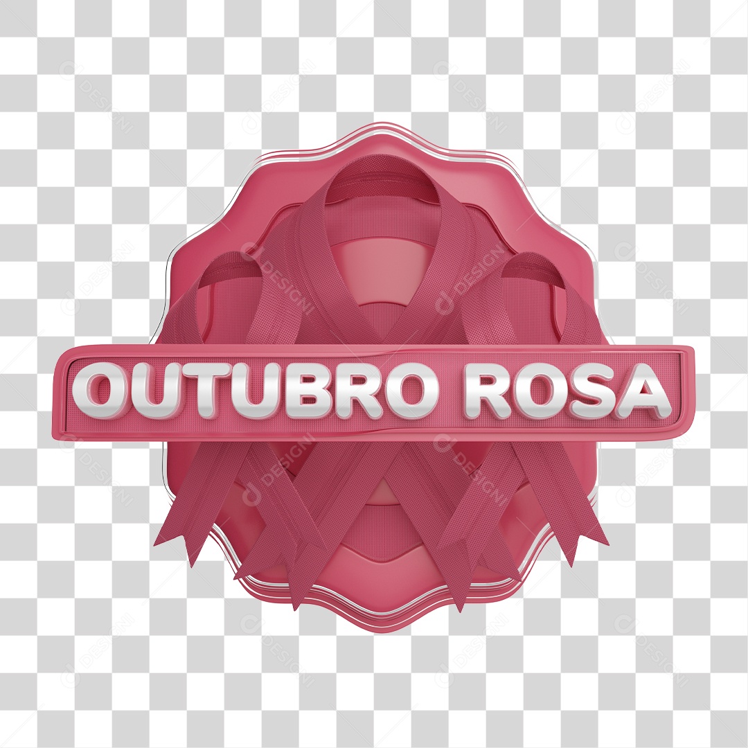 Selo 3D Para Composição Outubro Rosa PNG Transparente