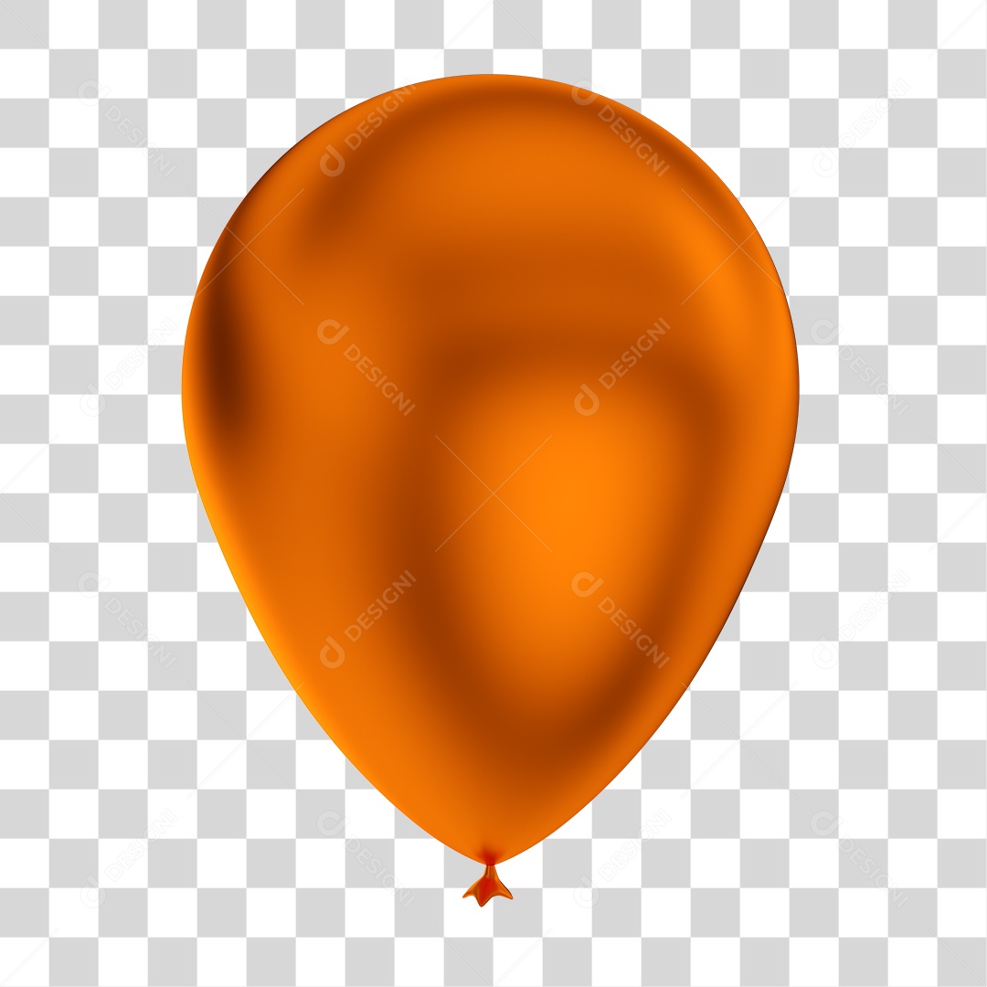 Elemento 3D Dia das Crianças Balão Laranja PNG Transparente Sem Fundo