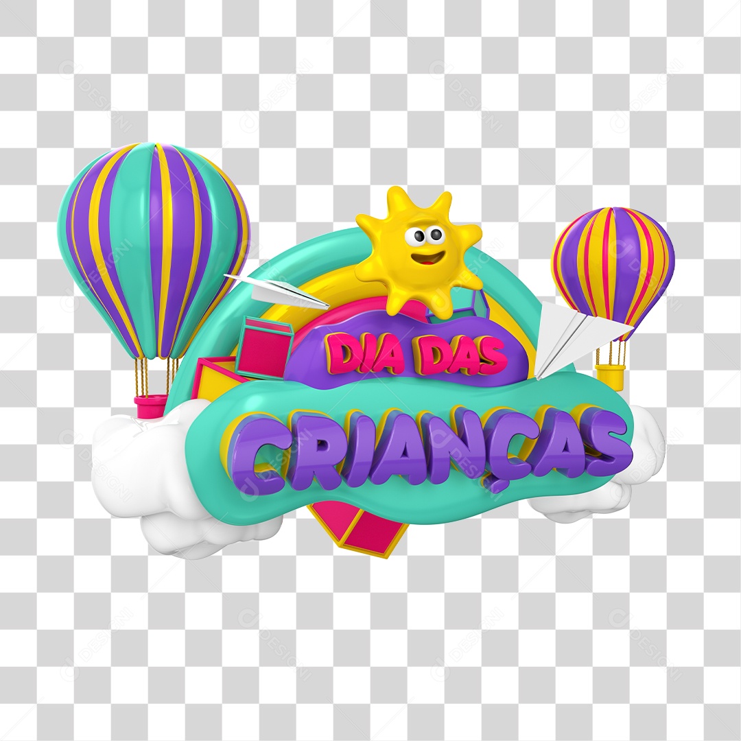 Selo 3D Dia das Crianças PNG Transparente Sem Fundo