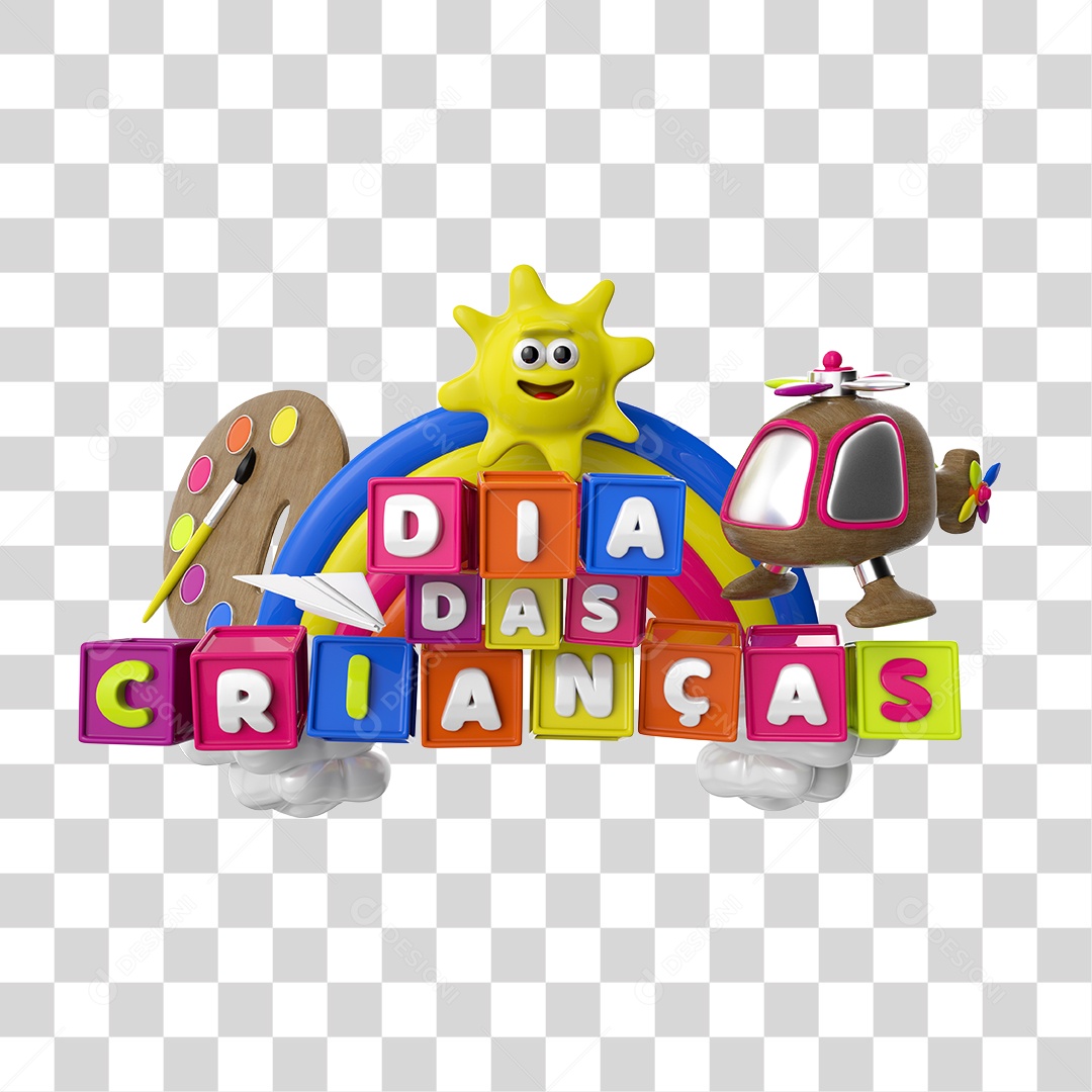 Selo 3D Dia das Crianças PNG Transparente Sem Fundo