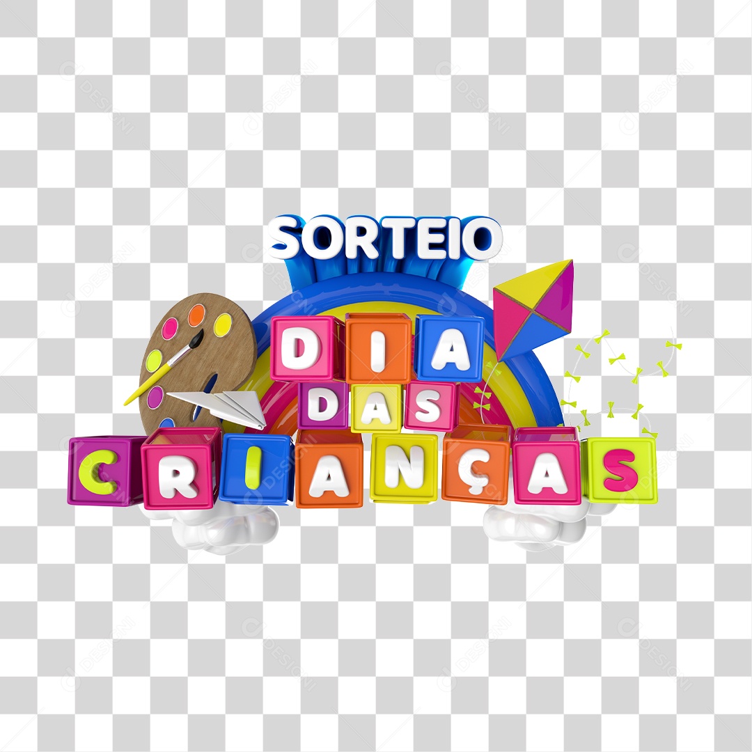 Selo 3D Dia das Crianças Sorteio PNG Transparente Sem Fundo