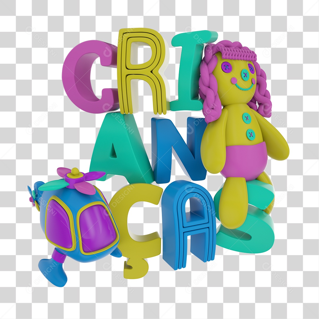 Selo 3D Dia das Crianças PNG Transparente Sem Fundo