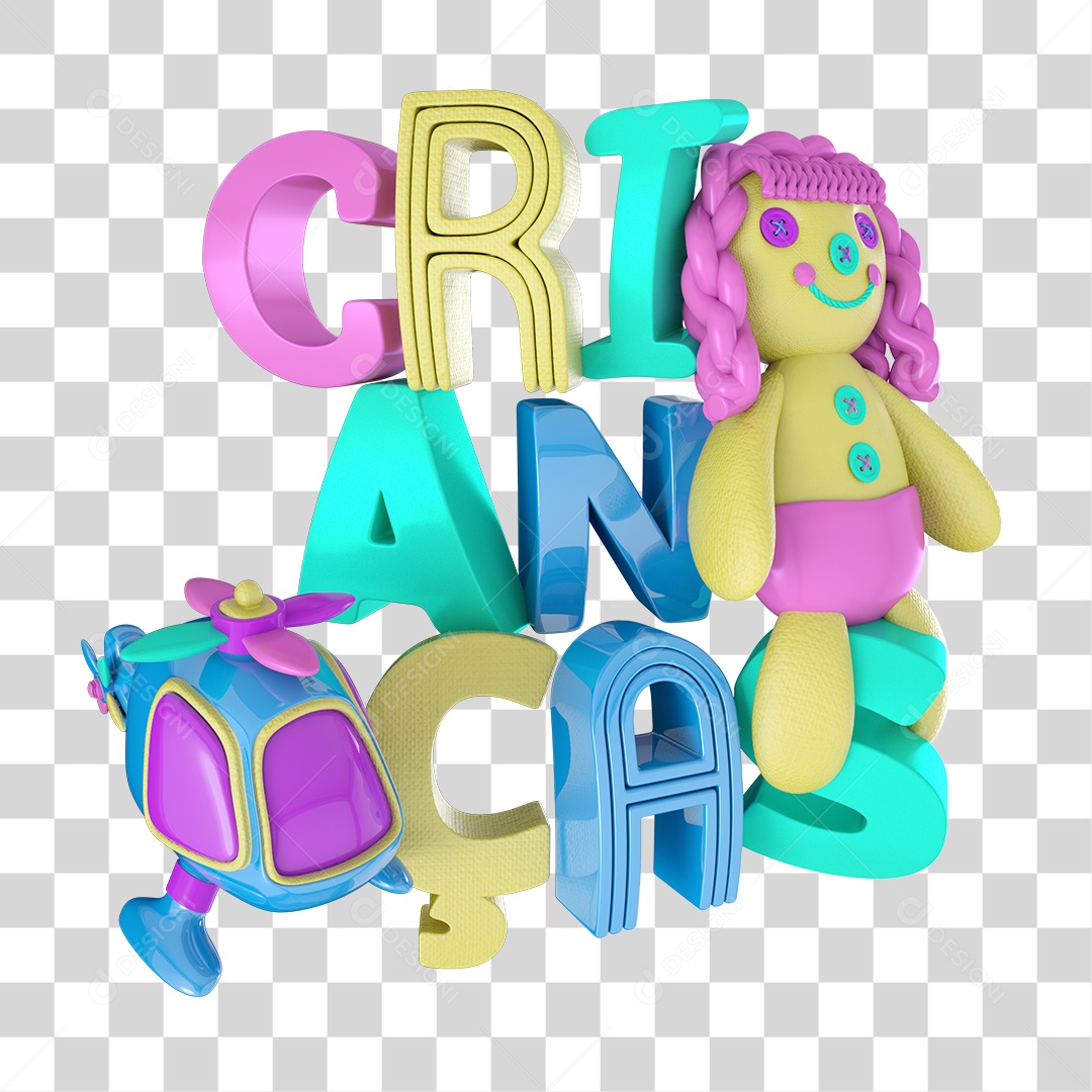 Selo 3D Dia das Crianças PNG Transparente Sem Fundo