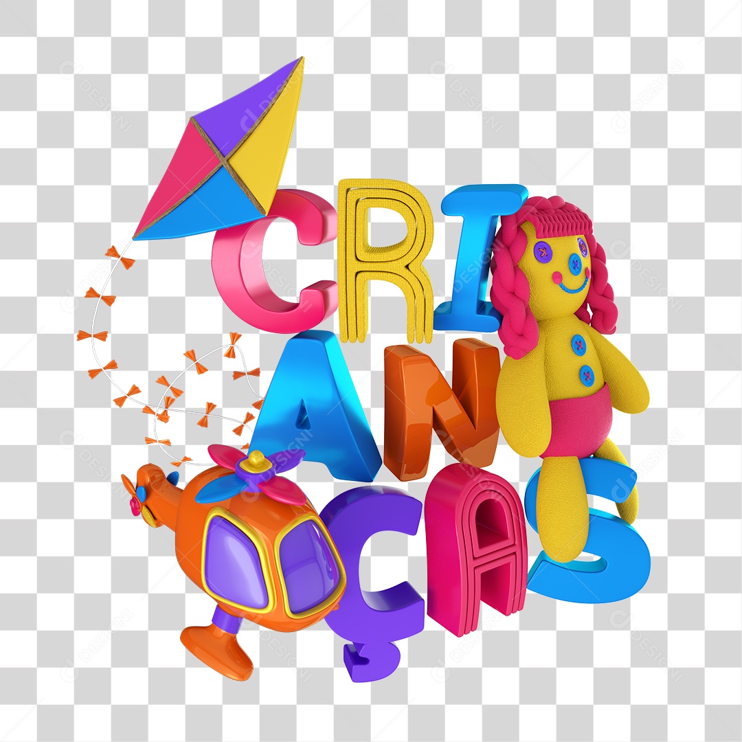 Selo 3D Dia das Crianças PNG Transparente Sem Fundo