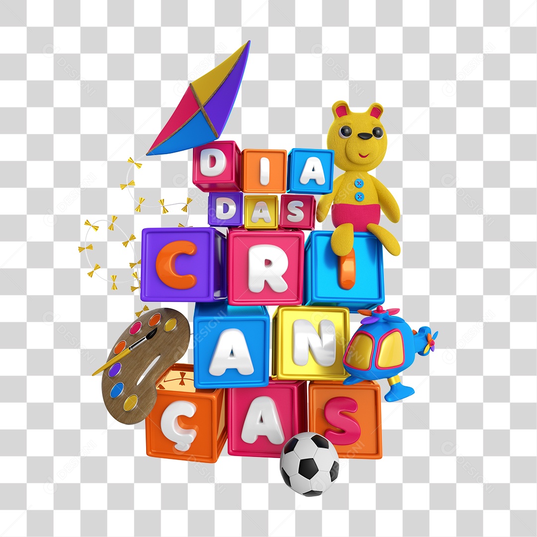 Selo 3D Dia das Crianças PNG Transparente Sem Fundo