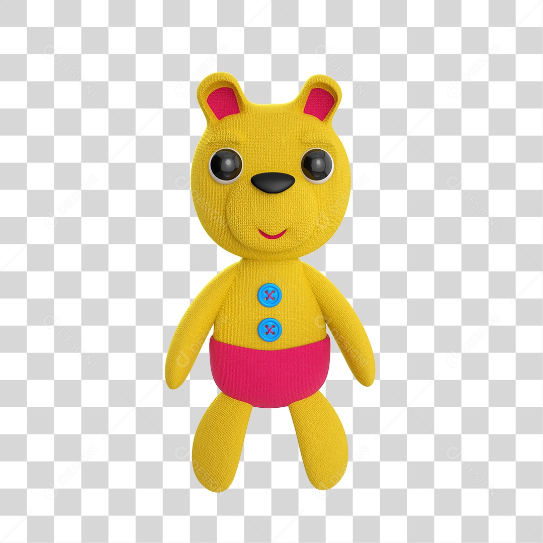 Elemento 3D Urso de Pelúcia PNG Transparente Sem Fundo