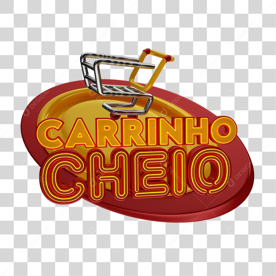 Selo 3D Carrinho Cheio PNG Transparente Sem Fundo
