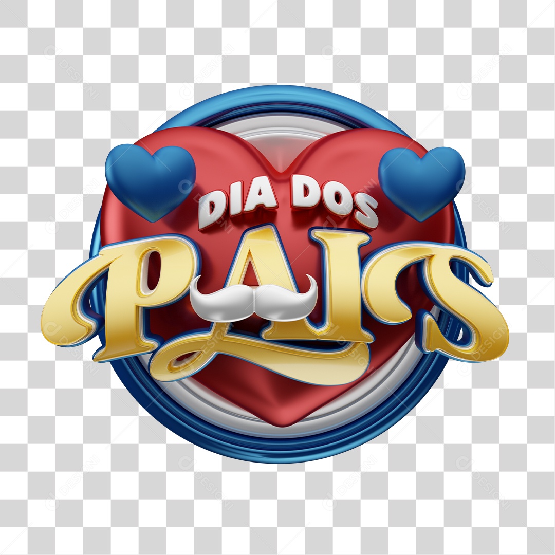 Selo 3D Dia dos Pais Para Composição PNG Transparente Sem Fundo