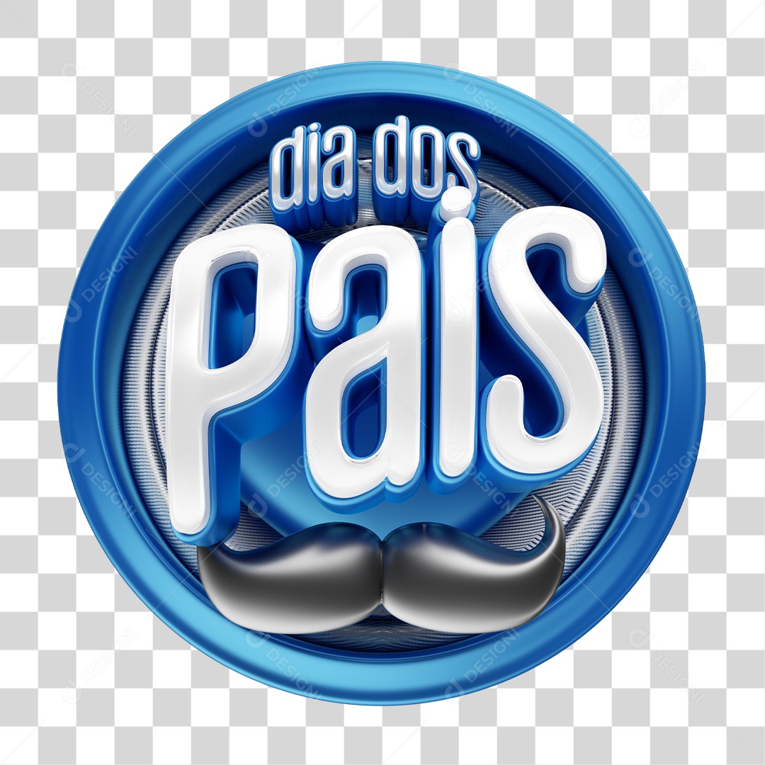 Selo 3D Dia dos Pais Para Composição PNG Transparente Sem Fundo