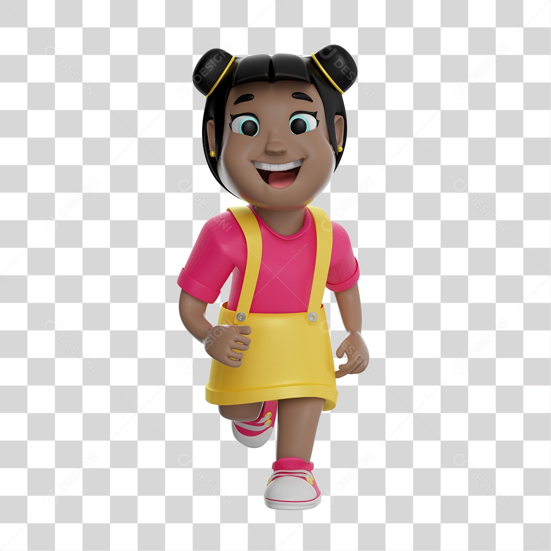 Ilustração 3D Menina Correndo PNG Transparente Sem Fundo