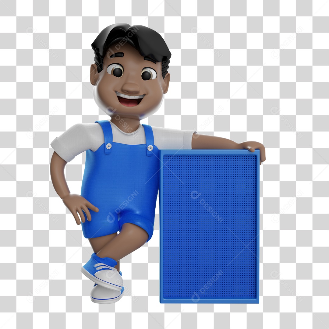Ilustração 3D Menino Apoiado Em Caixa PNG Transparente Sem Fundo