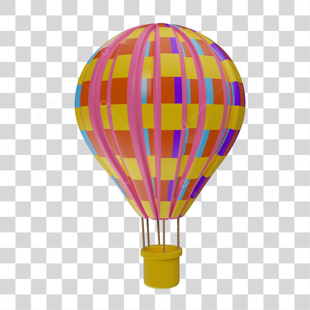 Elemento 3D Balão de Ar Quente PNG Transparente Sem Fundo