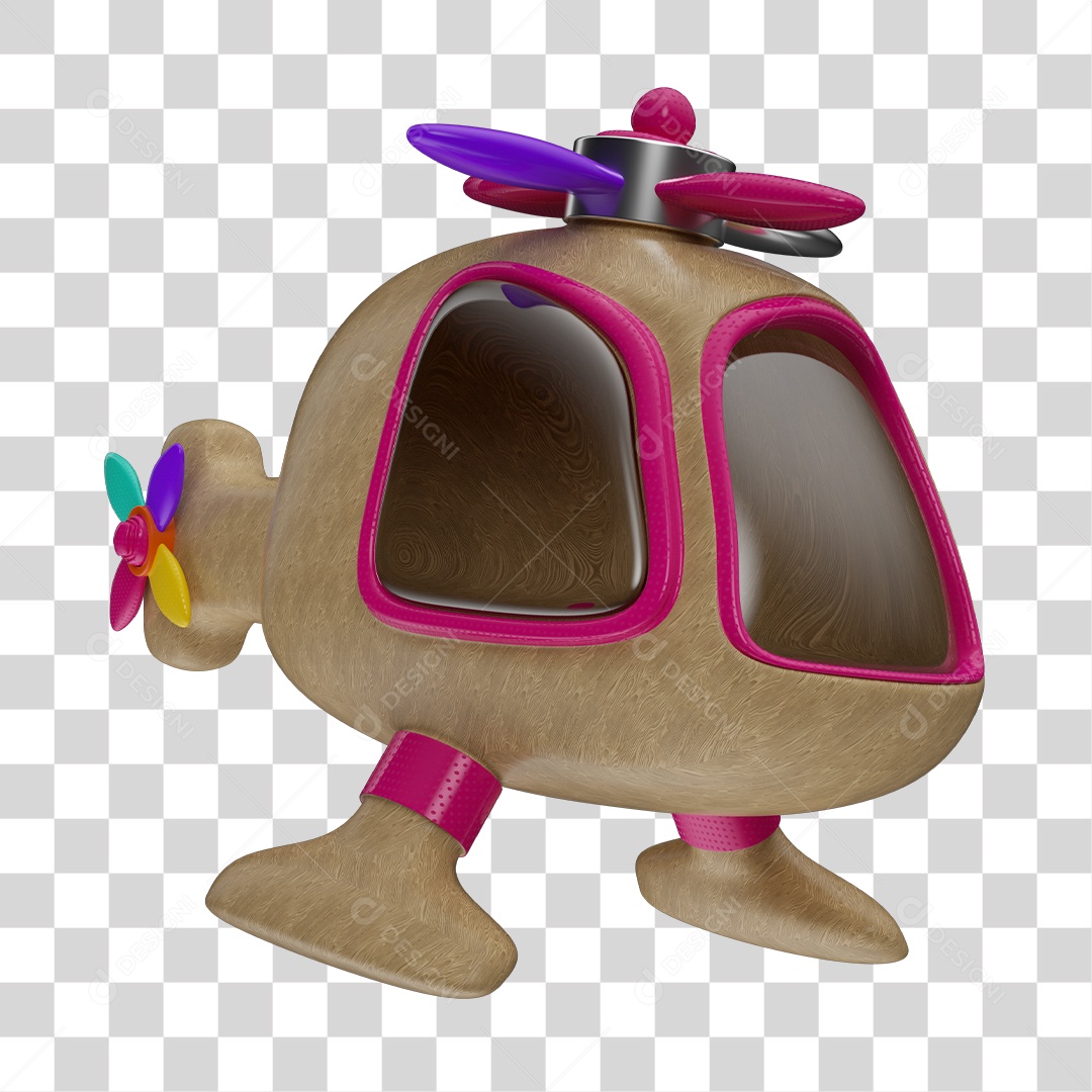 Elemento 3D Helicóptero de Brincadeira PNG Transparente Sem Fundo