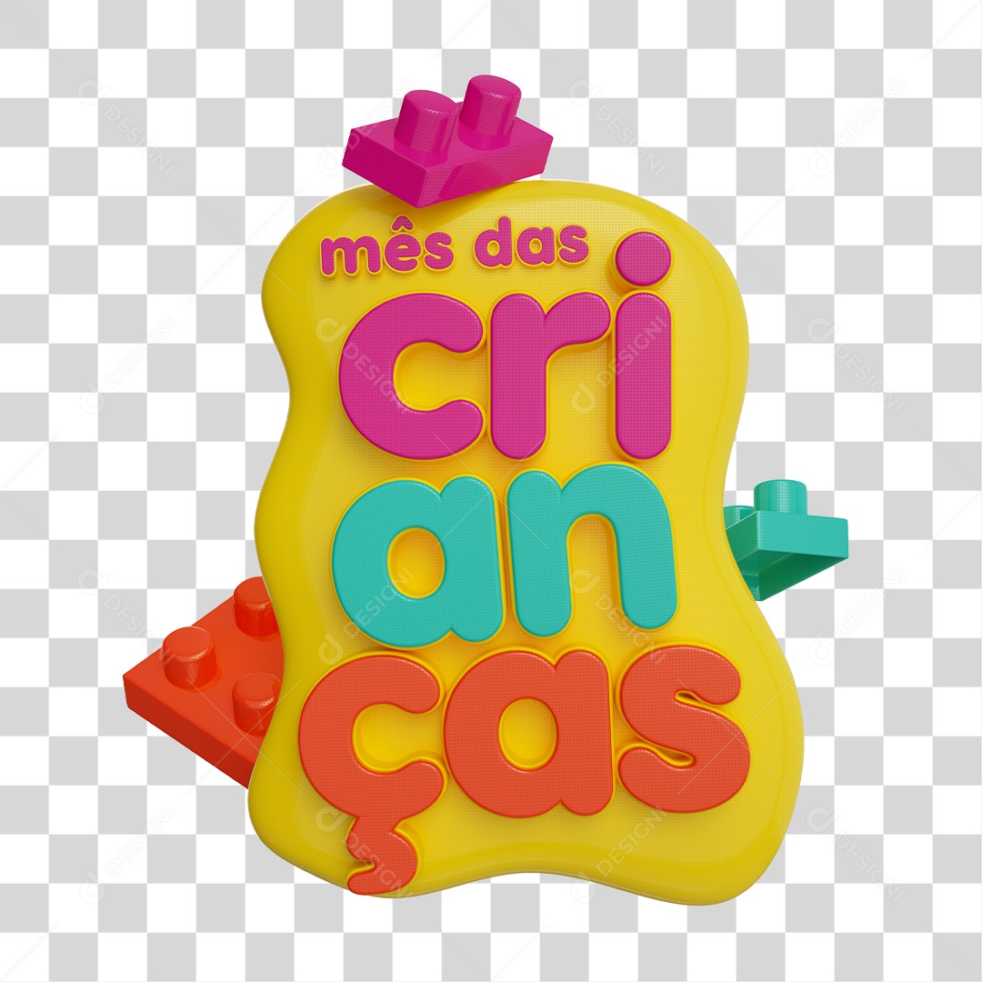 Selo 3D Mês das Crianças PNG Transparente Sem Fundo