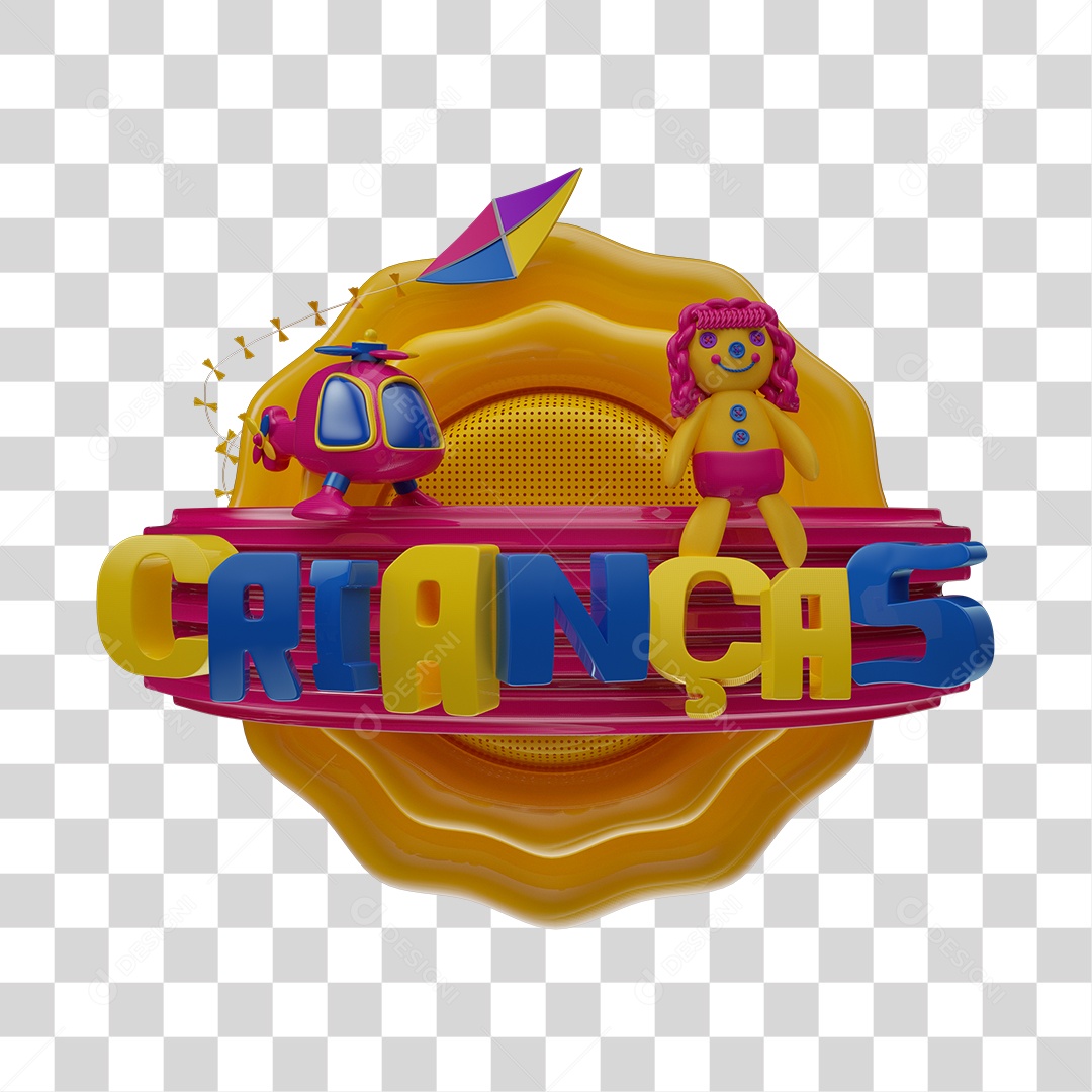 Selo 3D Crianças PNG Transparente Sem Fundo