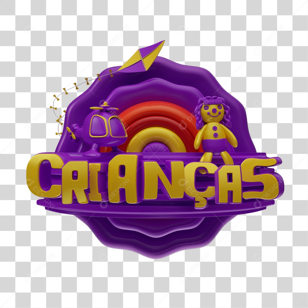 Selo 3D Crianças PNG Transparente Sem Fundo